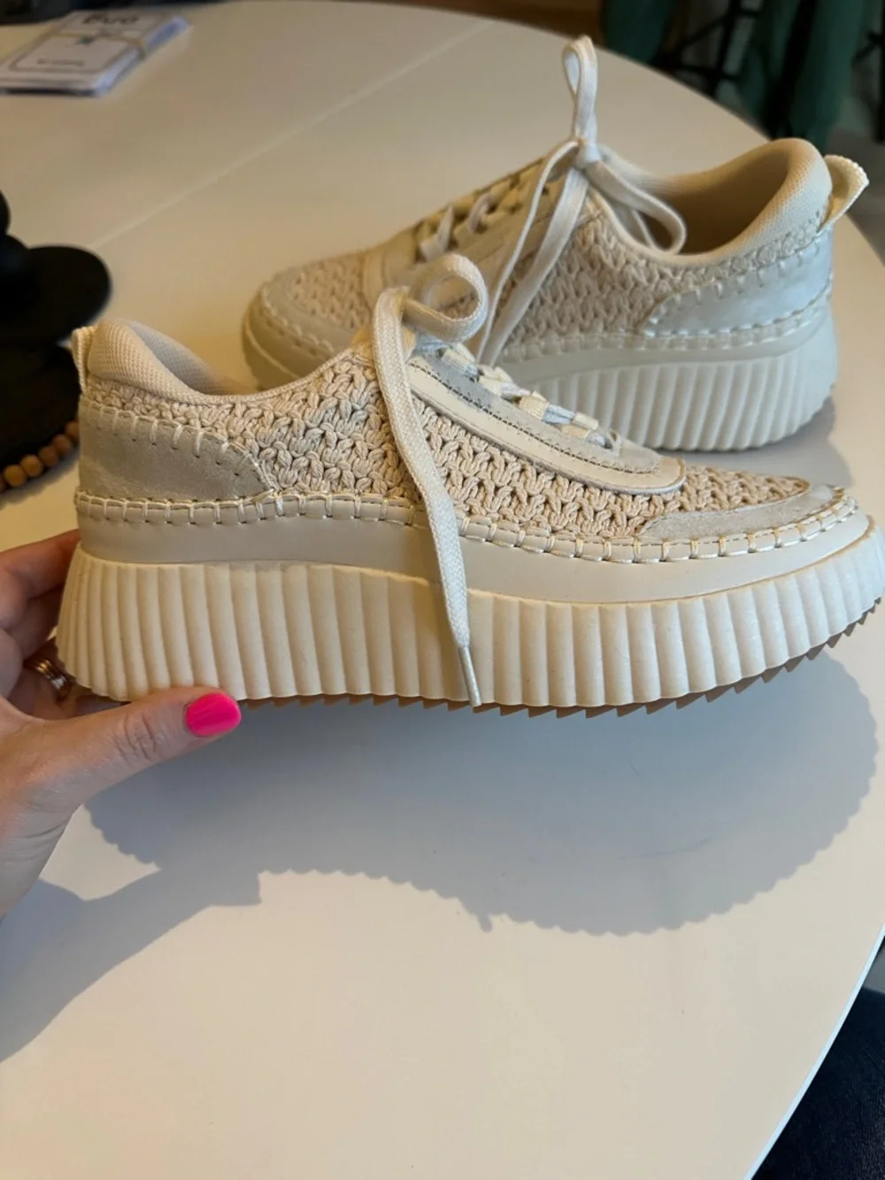 Mi.iM Cream Woven Platform Sneakers - Picture 3 of 7